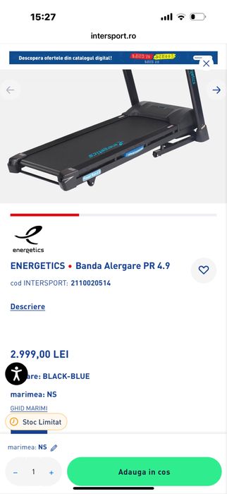 Vand banda de alergare Energetics magazin Intersport