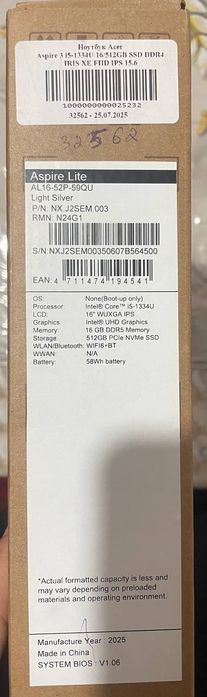 Acer Aspire Lite 16, yangi holatda