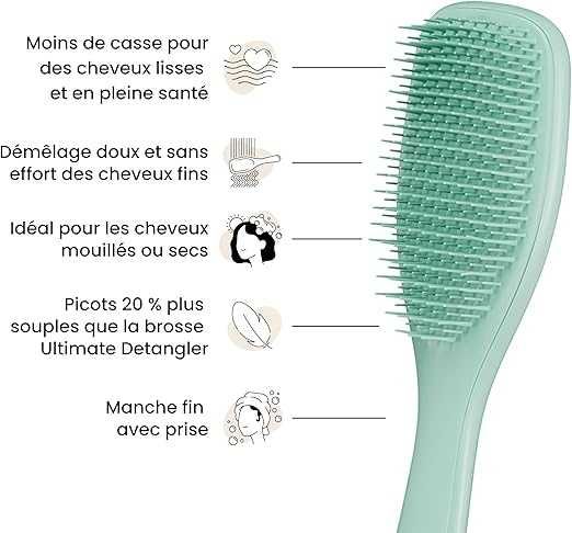 Плоска четка за всички видове коса Tangle Teezer Ultimate Detangler Fine & Fragile Dark Teal