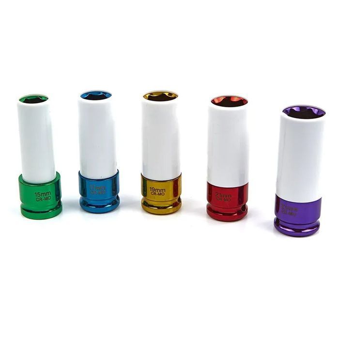 Set 5 tubulare cu protectie pentru jante aliaj 1/2 15-22mm hbm