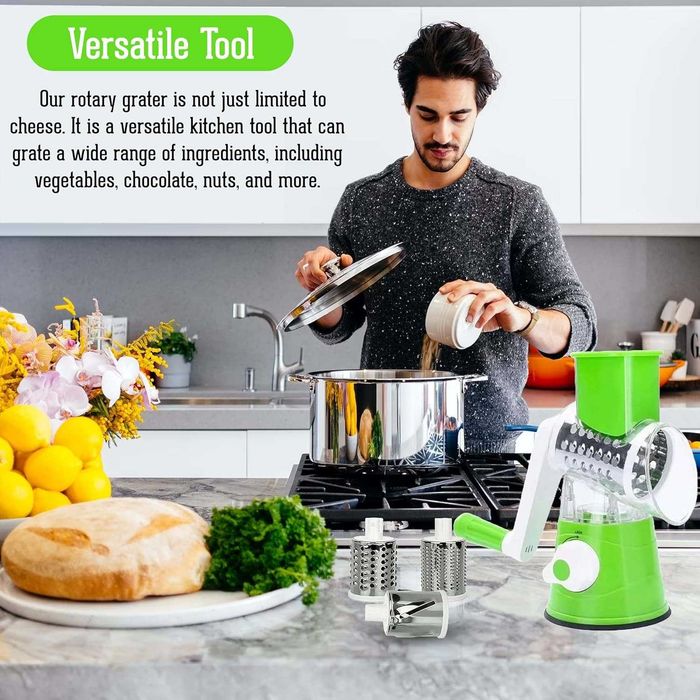 Feliator manual 3-in-1 cu manivela si 3 lame interschimbabile din inox