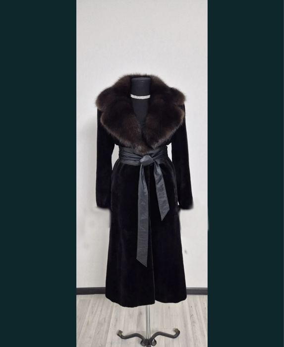 Шуба норка с соболиным воротником