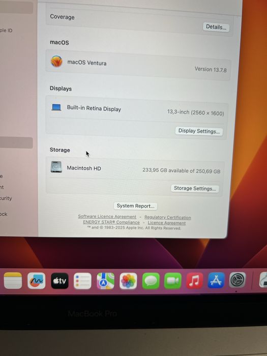 MacBook Pro 13 inch 2017 – i5 – 8GB RAM 256 Gb