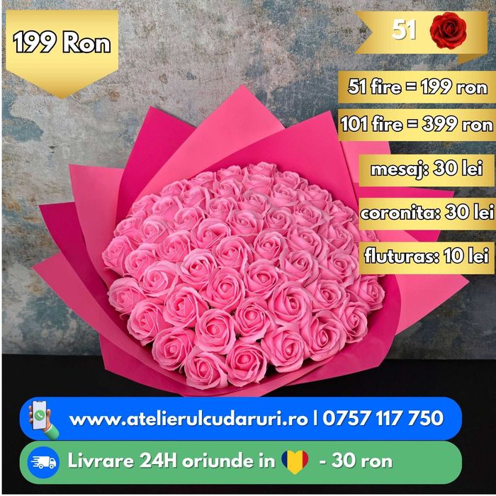 Buchete Trandafiri Sapun, Sclipici , Stitch | Livrare oriunde