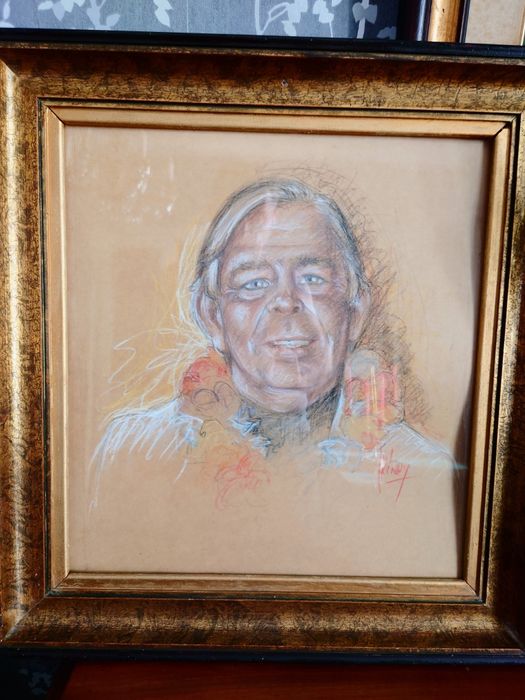 Vând tablou vechi, desen pe hârtie, ramă lemn,