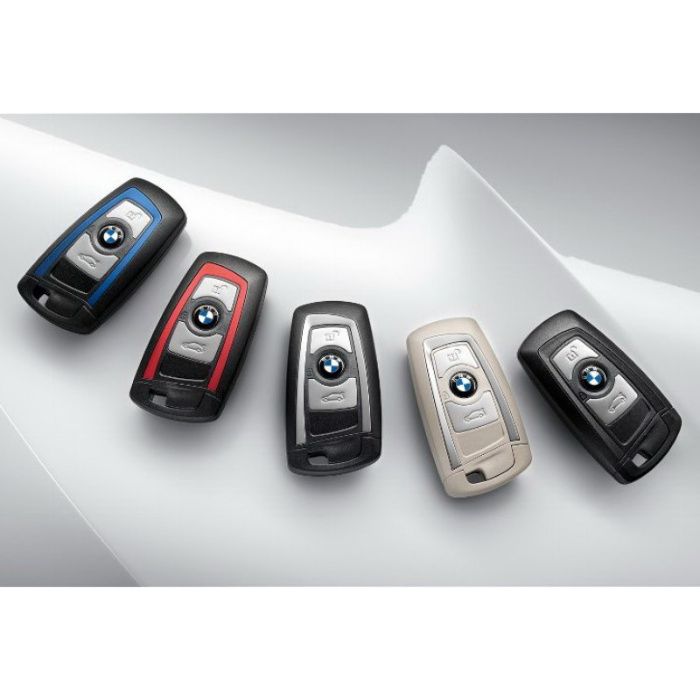 Husa cheie originala Bmw piele neagra/albastra