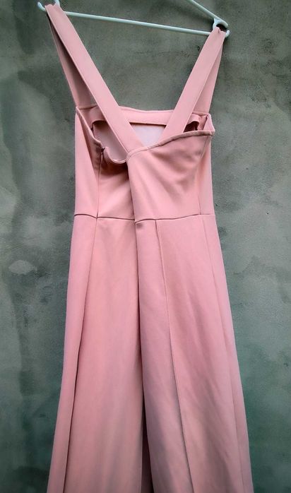 Salopetă roz pal, mărime L (42-44) – bretele late & pantaloni evazați