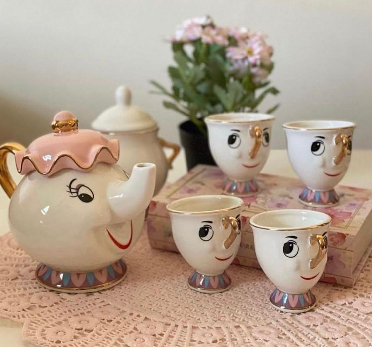(Sf-38) Чайный сервиз в мультяшном стиле «Красавица и Чудовище»