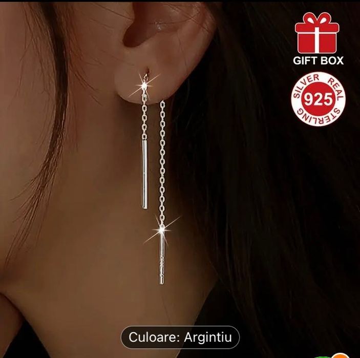 Vand cercei de argint lungi simpli