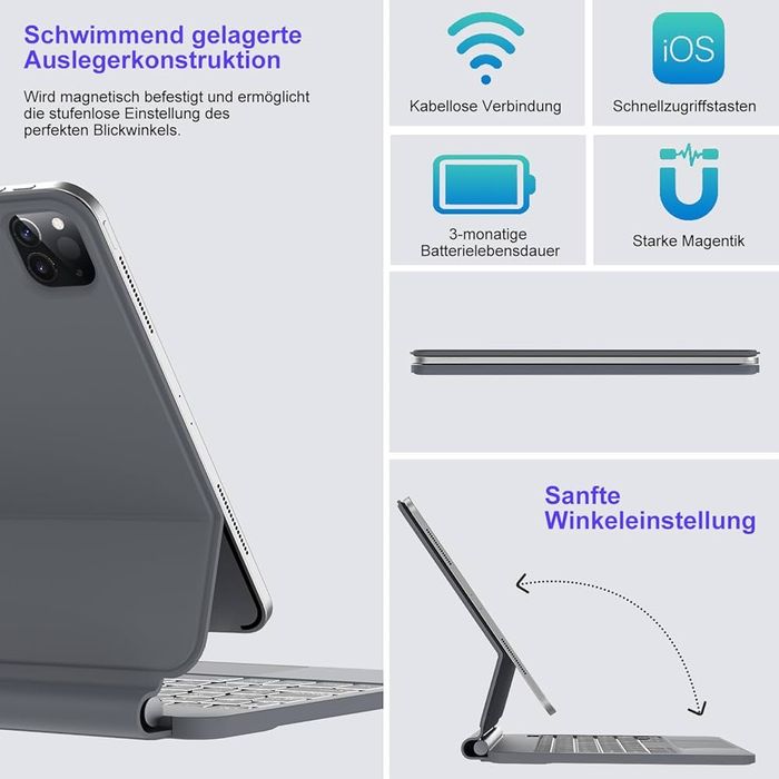 Husa Tastatura Magnetica iPad Pro 11 si iPad Air 4 / 5 / 6, Iluminata RGB