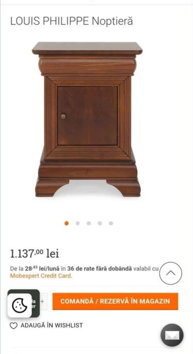 Pat cu noptiere Louis Philippe