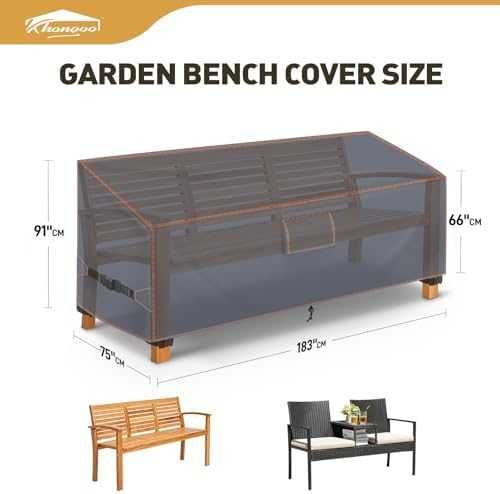 Ново сиво покривало Водоустойчив калъф за градинска пейка 183x75x66/91 см