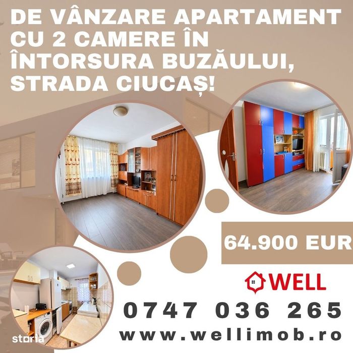 De vânzare apartament cu 2 camere în Întorsura Buzăului strada Ciucaș!