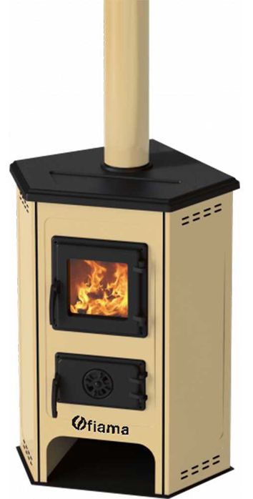 Semineu cu plita din fonta Fiama SD CORNER, pe lemne, putere 6 kW