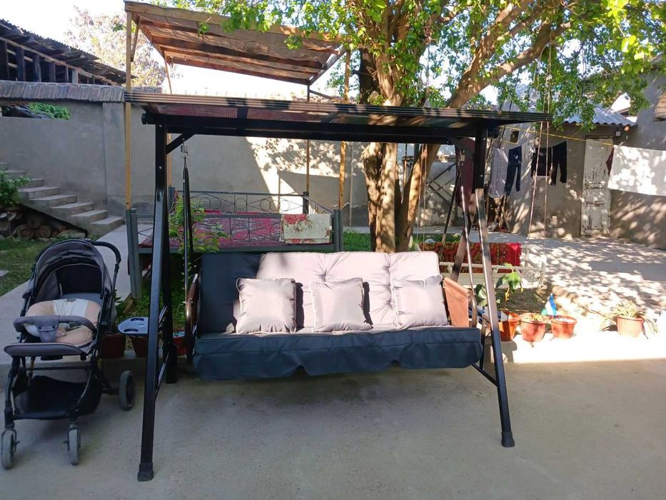 Садовые качели, 3-местные, 195x150x200 см, с зонтом