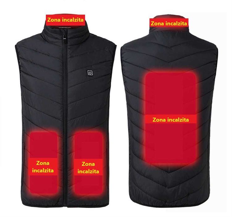 Vesta termica unisex incalzita electric moto/outdoor/ski, cu guler