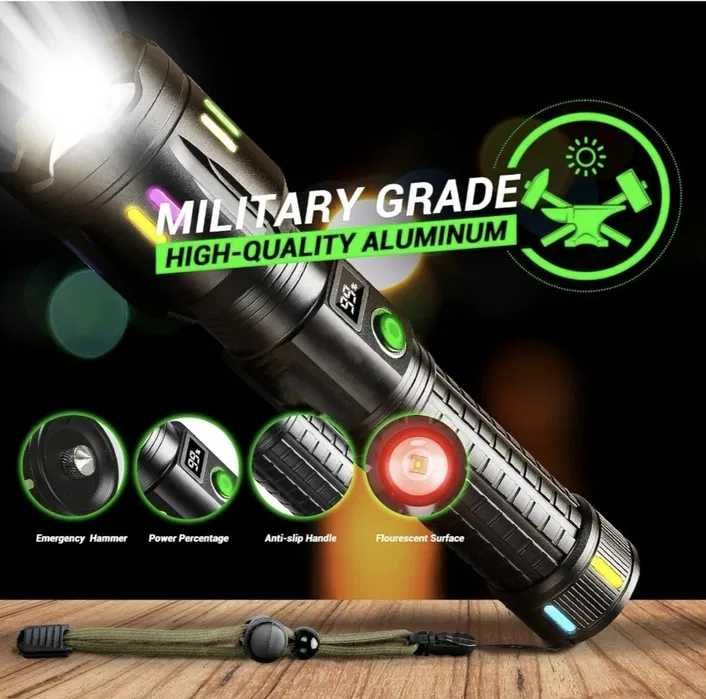 Мощен Алуминиев LED Фенер COBRA CB-G62 100W 1000m Осветяване, 9800mAh