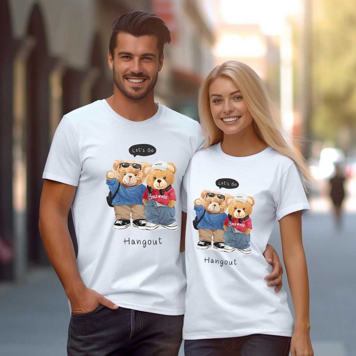 Тениски за двойки с Мечета. Забавни тениски за Влюбени, You and Me