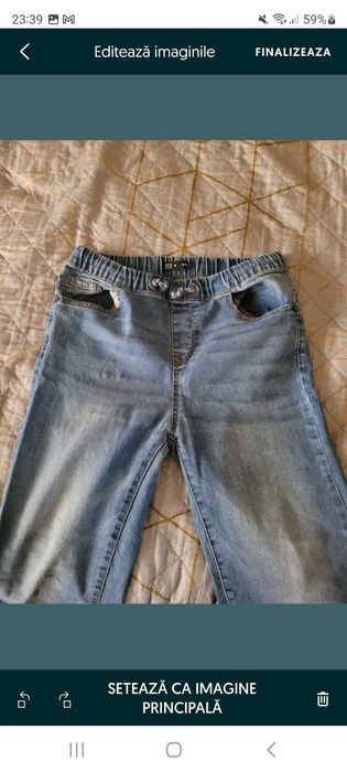 Pantaloni copii varsta 11-12 ani, culoarea albastru șters.