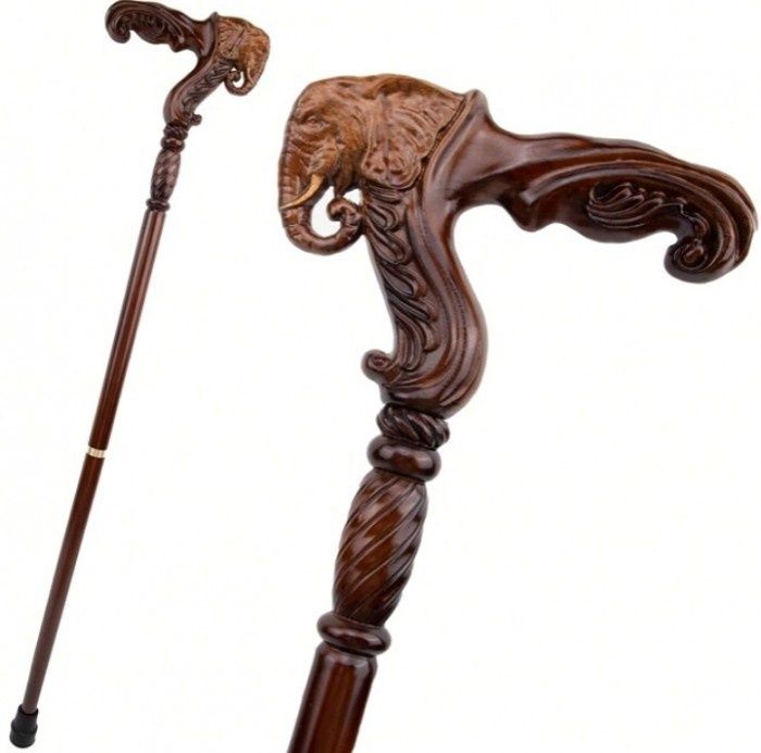 Elegant baston mânar elefant sculptat