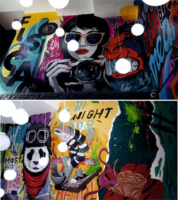 Роспись стен, граффити. Художник. Rassom