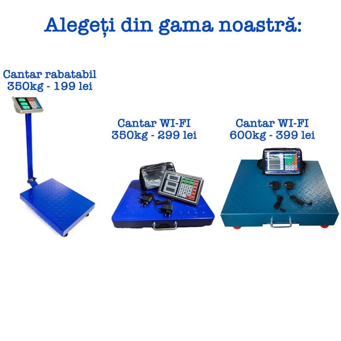 Cantar Electronic 300kg cu acumulator, braț rabatabil, platforma 40*50