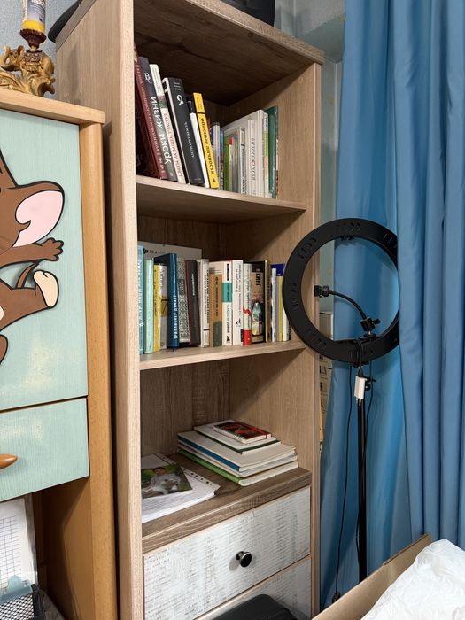 Комплект кровать, матрас, стол, полки, шкаф