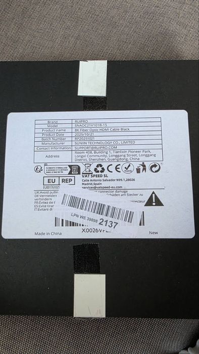 8K Fiber active optic HDMI cable