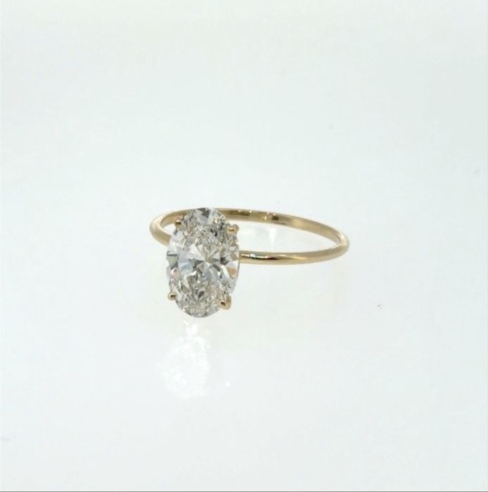 Златен Диамантен пръстен Овал,14K | 2 ct Lab Grown Diamond | IGI | VS2 | Нов Размер 54