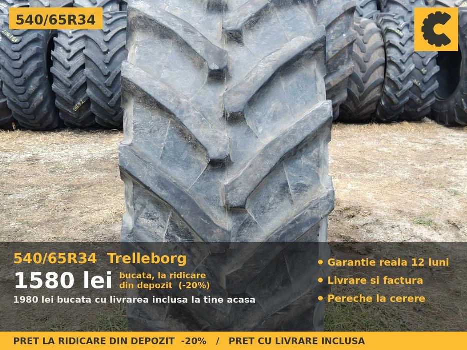 Anvelope Cauciucuri 540/65R34 540/65 R34 5406534 20.8R34 Trelleborg Tractor Punte Spate SH Second Hand 540/65-34 Verificata Garantie 1 An Factura