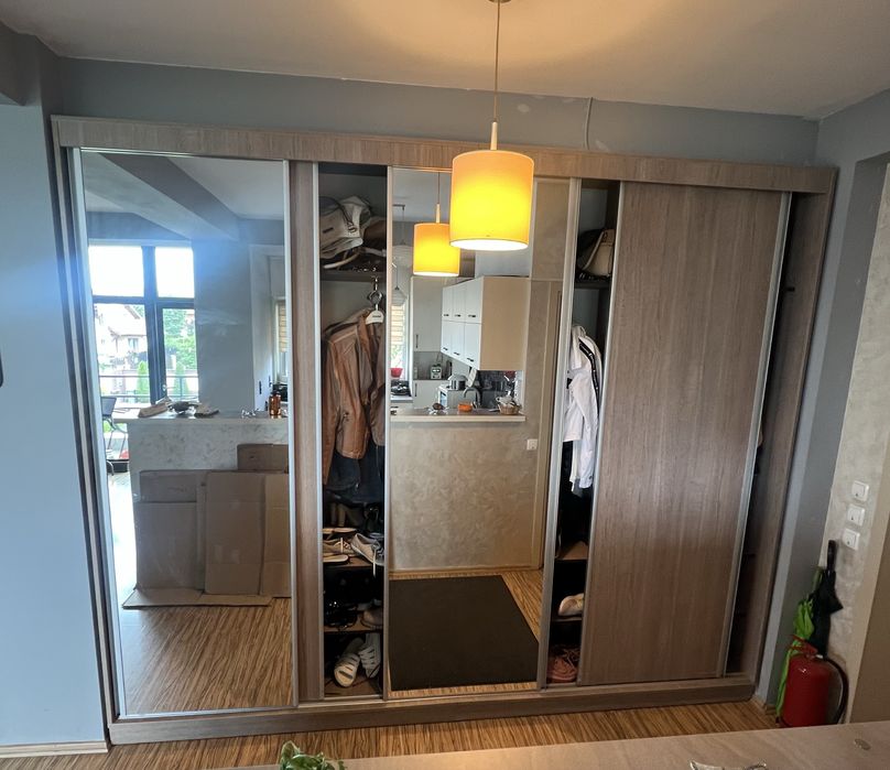 Șifonier dressing 304 cm cu uși glisante și oglinzi – foarte încăpător