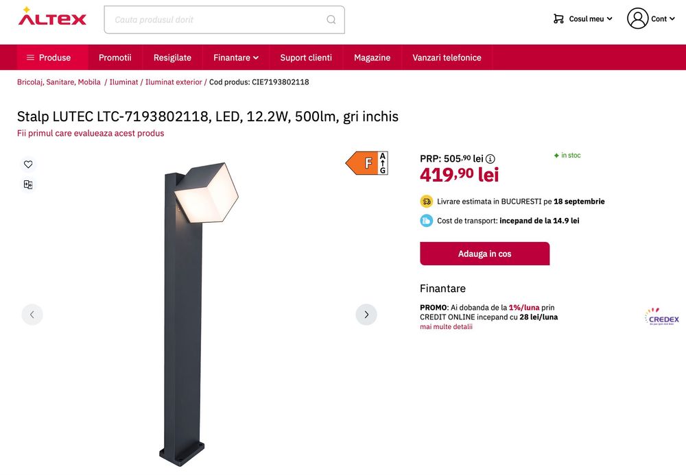 Stalp lumina pentru gradina/alei (corp iluminat exterior)