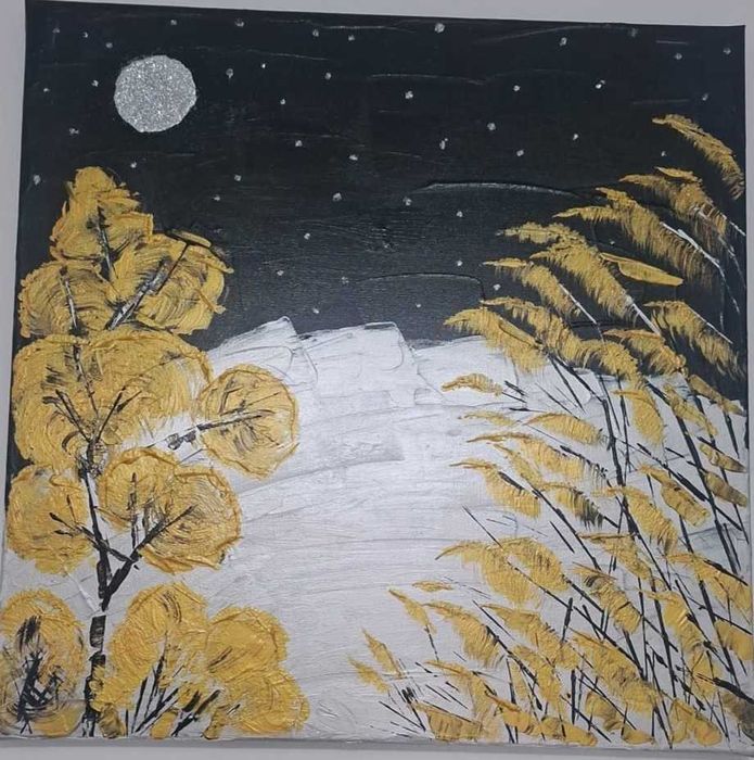 Tablouri canvas lucrate manual in acrilic si relief