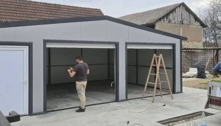 Garaje auto pe structura metalica învelite cu panouri Sandwich