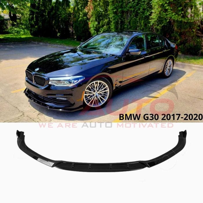 Преден лип за BMW G30 (2017–2020) – Стандартна броня, Черен гланц
