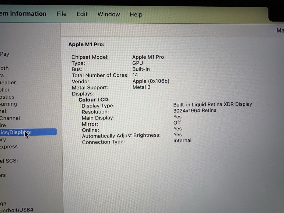 MacBook Pro 14” 2021 M1 PRO / 16 GB RAM / 512 GB SSD