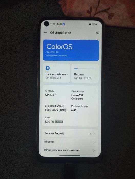 Oppo reno 8t 4g.