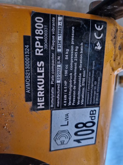 Трамбовка виброплоча Herkules RP1800
