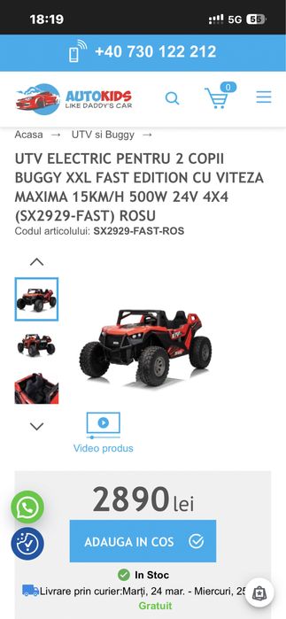 Vand UTV electric Buggy XXL Fast Edition/4x4/500W/4 motoare