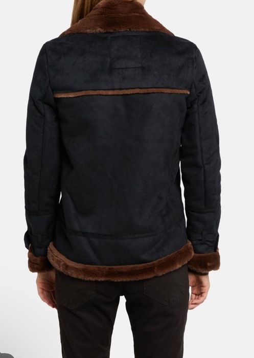 Дамско марково зимно яке хс/с/м, черен велур с подплата в шоколад