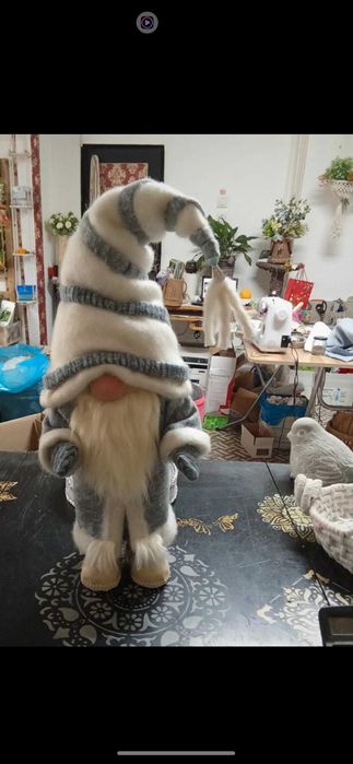 Gnom Crăciun, lucrat manual, înălțime 45 cm