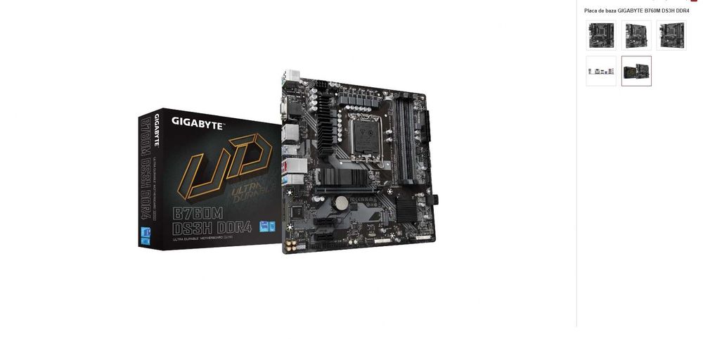 placa de baza Gigabyte B760M DS3H DDR4, Intel, Socket 1700, 2500 Mbps