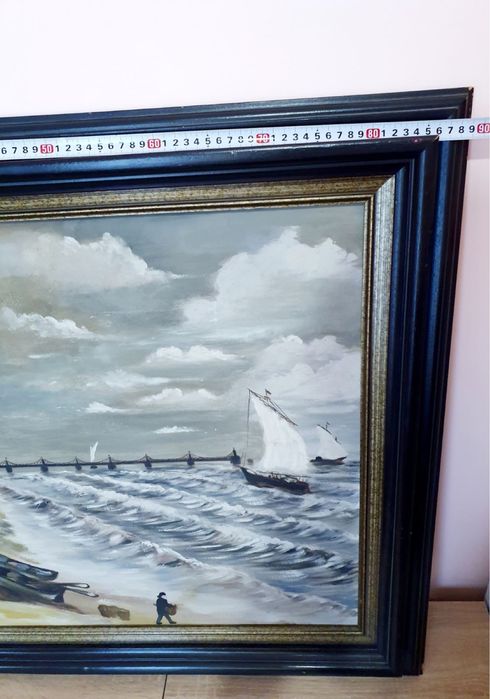 Холандска картина маслено платно морски мотив