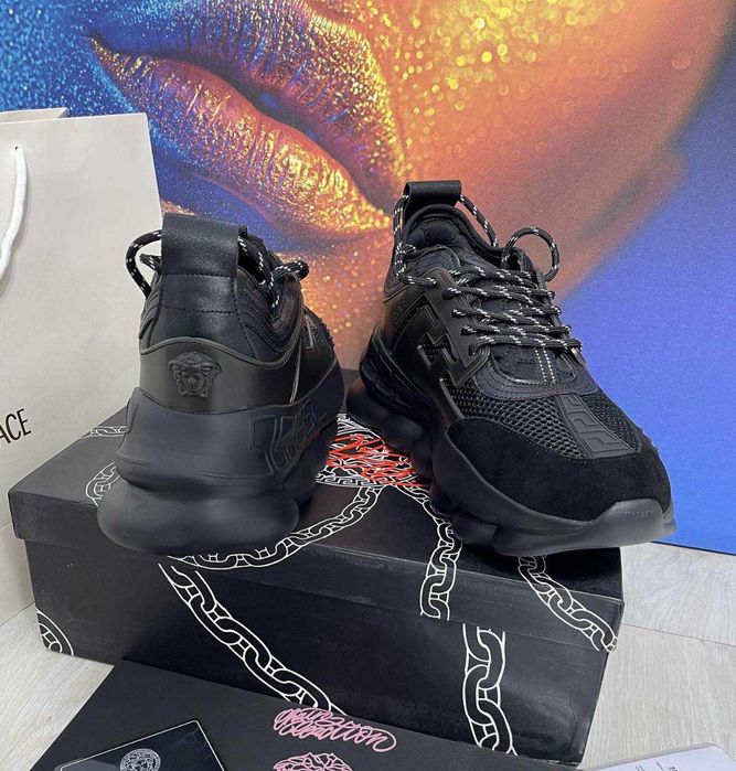 Adidasi Versace Chain Tripple Black Unisex (Livrare cu verificare)