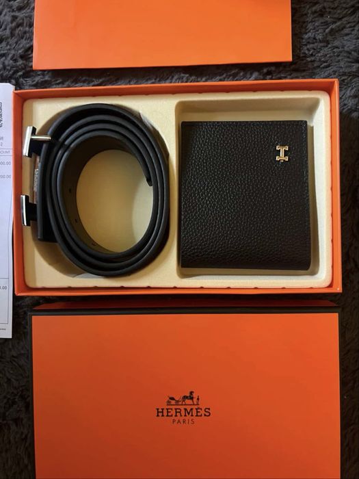 Луксозен Комплект Hermès – Мъжки Колан и Портфейл