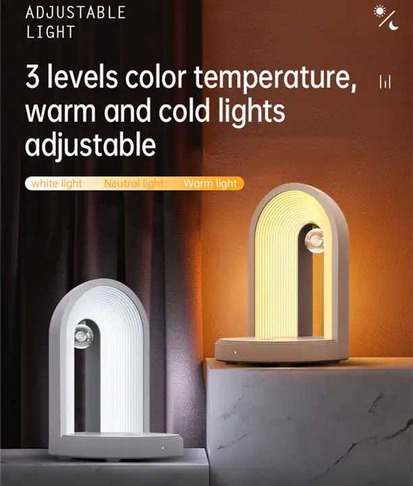 Incarcator WIRELESS, Lampa LED, Conexiune prin BLUETOOTH, alb/roz