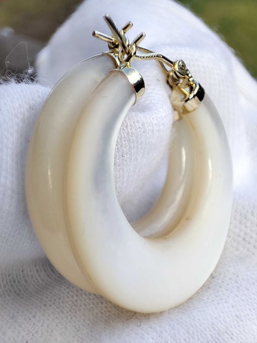 Cercei aur 14k Scoica Mother of Pearls Sidef Nacre Natural