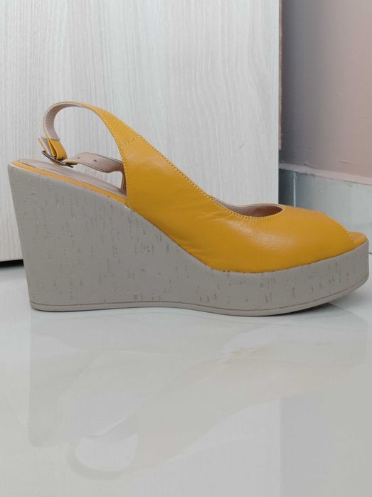 Дамски сандали на платформа Aquamarine - естествена кожа, р-р 40