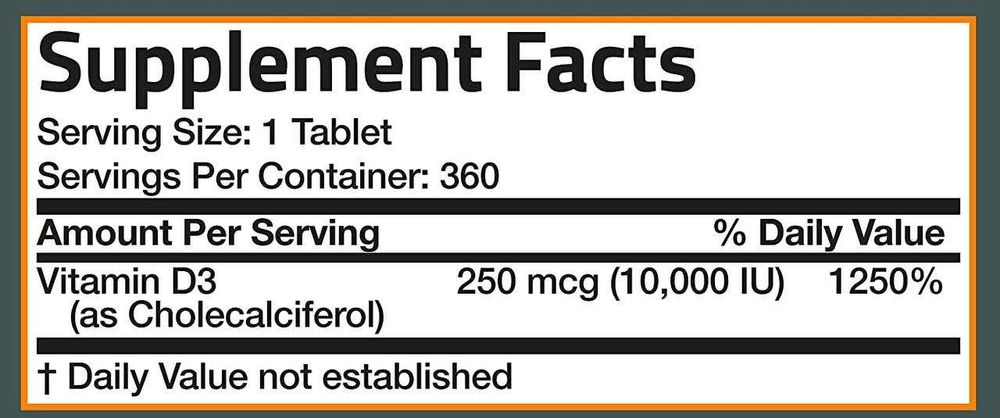 D3 (10 000 ед) витамин Д3 360 капсул из Америки