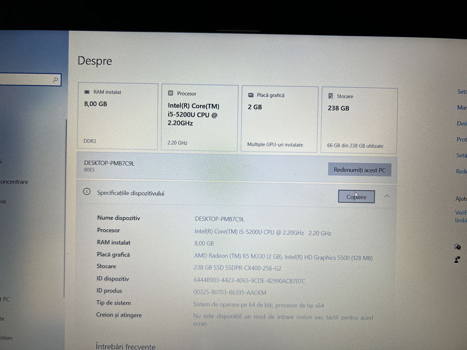 Laptop lenovo I5-2.2GHZ, 8GB RAM